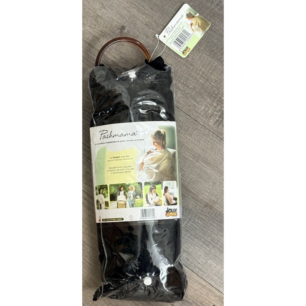 Jolly Jumper Pashmama Nursing Cover Breast Feeding Scarf w/Bracelet Black NIP